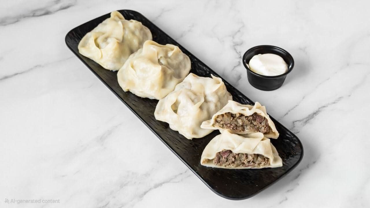 Manty with beef served at Mazali